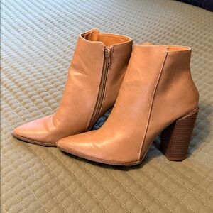 Tan Ankle Boots with Block Heel